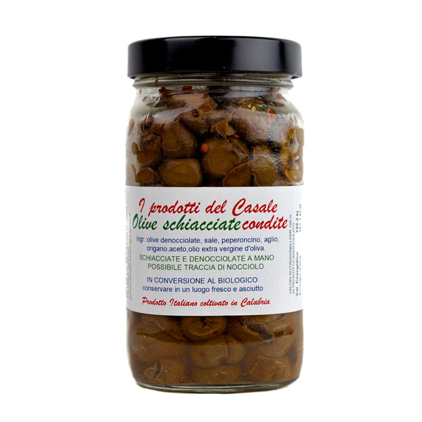 Cracked & Marinated Green Italian Olives